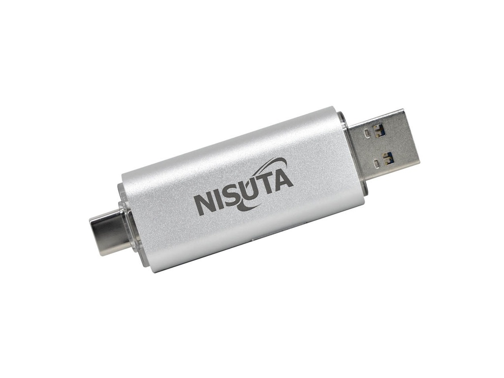 LECTOGRABADOR NISUTA DE TARJETAS DE MEMORIA MULTIFUNCION CON CONECTOR NISUTA  USB C, USB 3.0 Y CARCAZA DE ALUMINIO