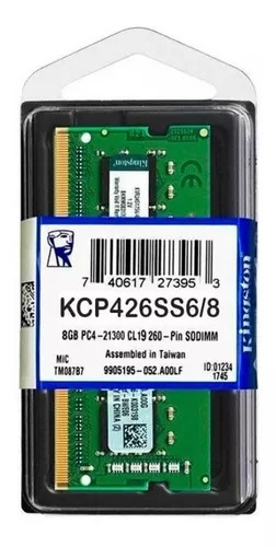 [KCP426SS6/8] MEMORIA SODIMM KINGSTON  DDR4  8GB 2666MhzNO-ECC 