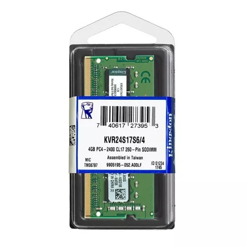 [KVR24S17S6/4] MEMORIA SODIMM KINGSTON DDR4  4GB 2400  NO-ECC 