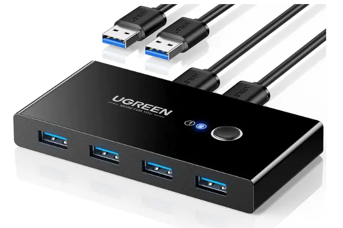 SWITCH CONMUTADOR KVM UGREEN PARA COMPARTIR 4 USB 3.0 2 PC 